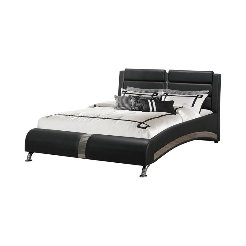 Jeremaine Contemporary Upholstered Sleigh Bed Black