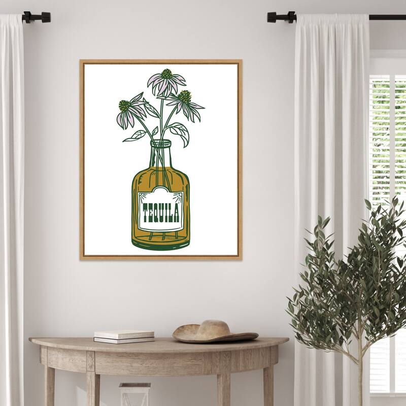 Tequila Potted Florals by The Whiskey Ginger Framed Canvas Wall Art Print