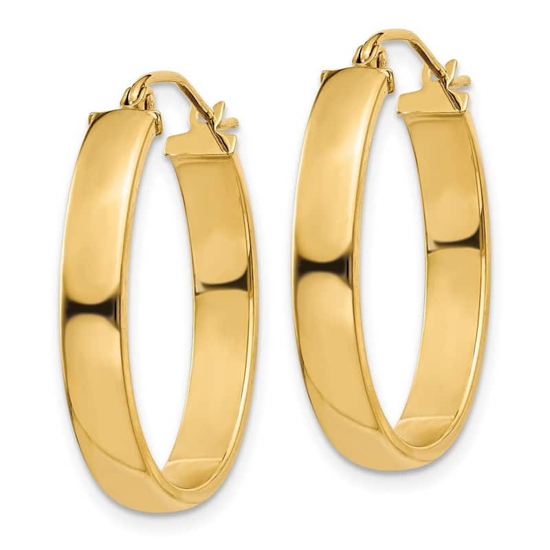 Curata 14k Yellow Gold Polished 19x4mm Lightweight Oval Hoop Earrings