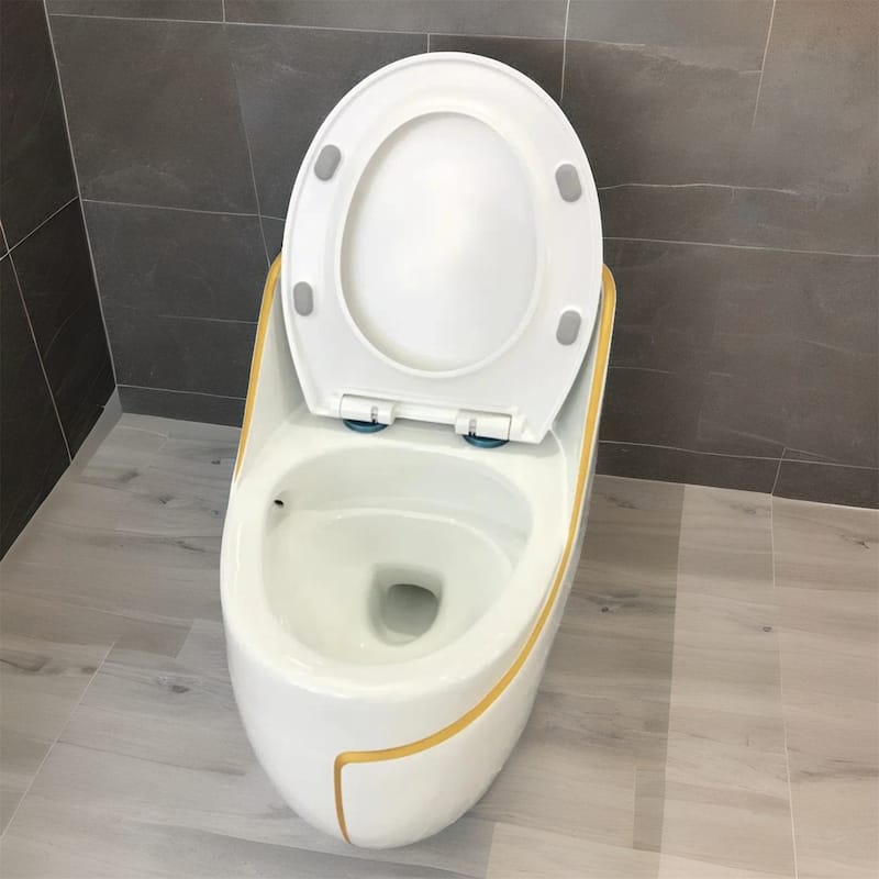White Double Gear Flushing Ceramic One Piece Toilet with Seat