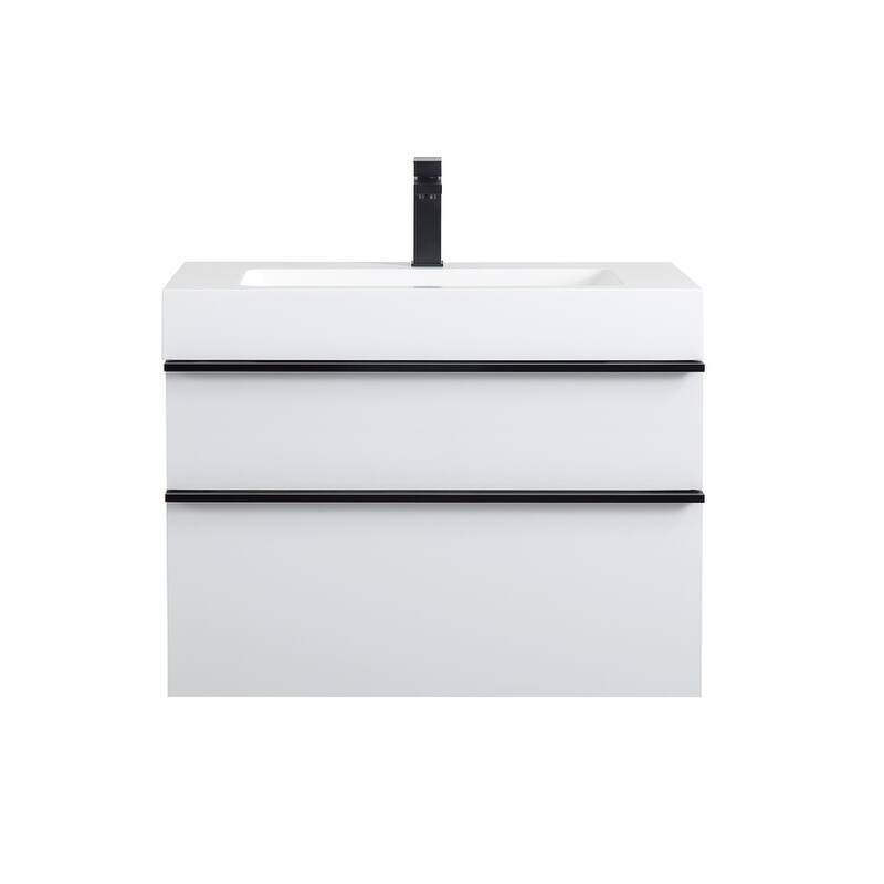 24 Inch Floating Modern Bathroom Vanity with Integrated Acrylic Sink, 2 Soft-Close Drawers and Pre-Assembled Design