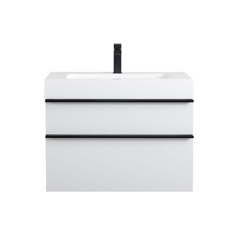 Wall Mounted Bathroom Vanity with Integrated Acrylic Sink