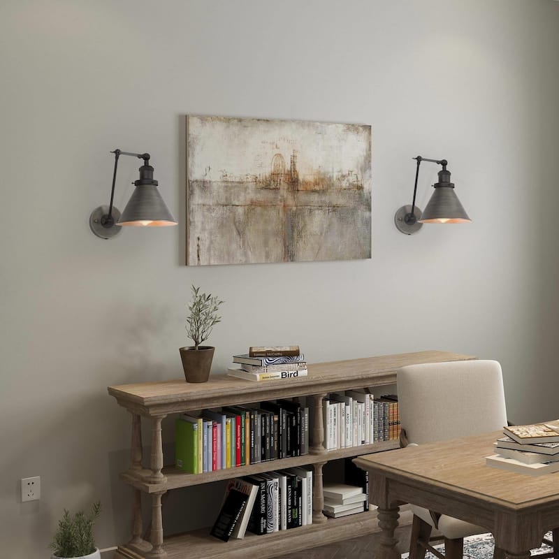 Set of 2 Modern Adjustable Swing Arm Lights Plug-in Hardwire Wall Sconces