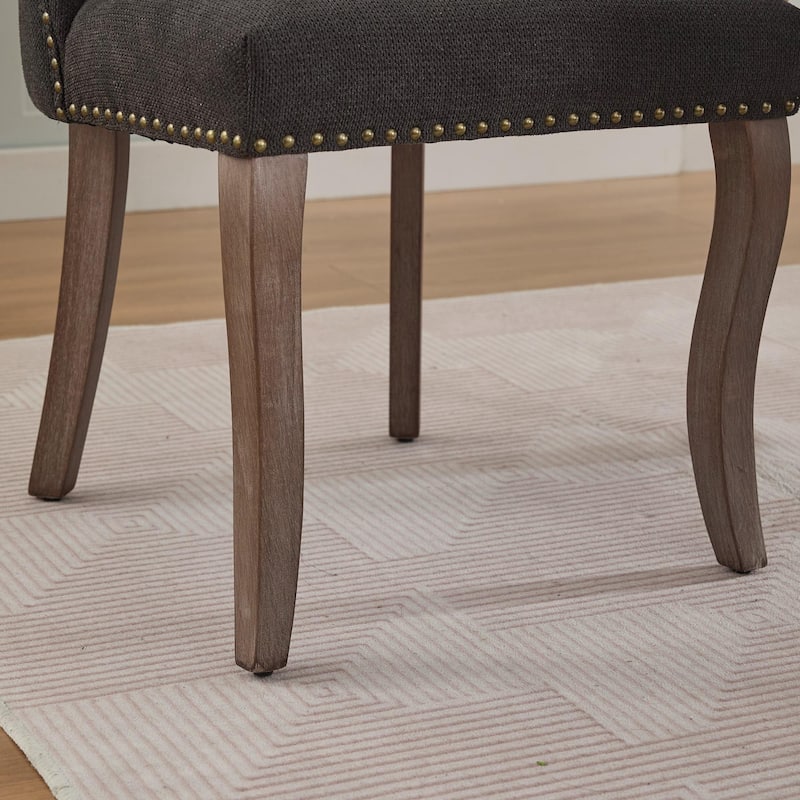 Wooden Dining Chairs Set of 2, Modern Fabric Upholstered Dining Room Chair Kitchen Chairs, Farmhouse Dinner Chair