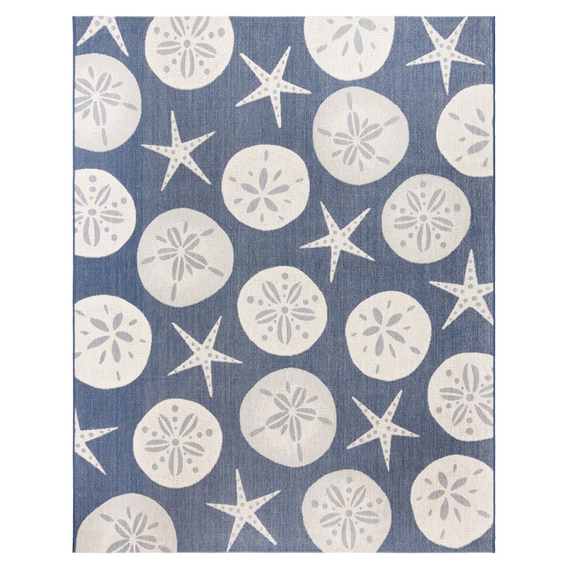 Gertmenian Solterra Nautical Coastal Tropical Weather Resistant Polypropylene Flatweave Indoor/ Outdoor Area Rug Collection
