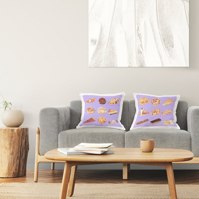 Stupell Various Pastries on Purple Decorative Printed Throw Pillow Design by Melissa Wang (Set of 2)
