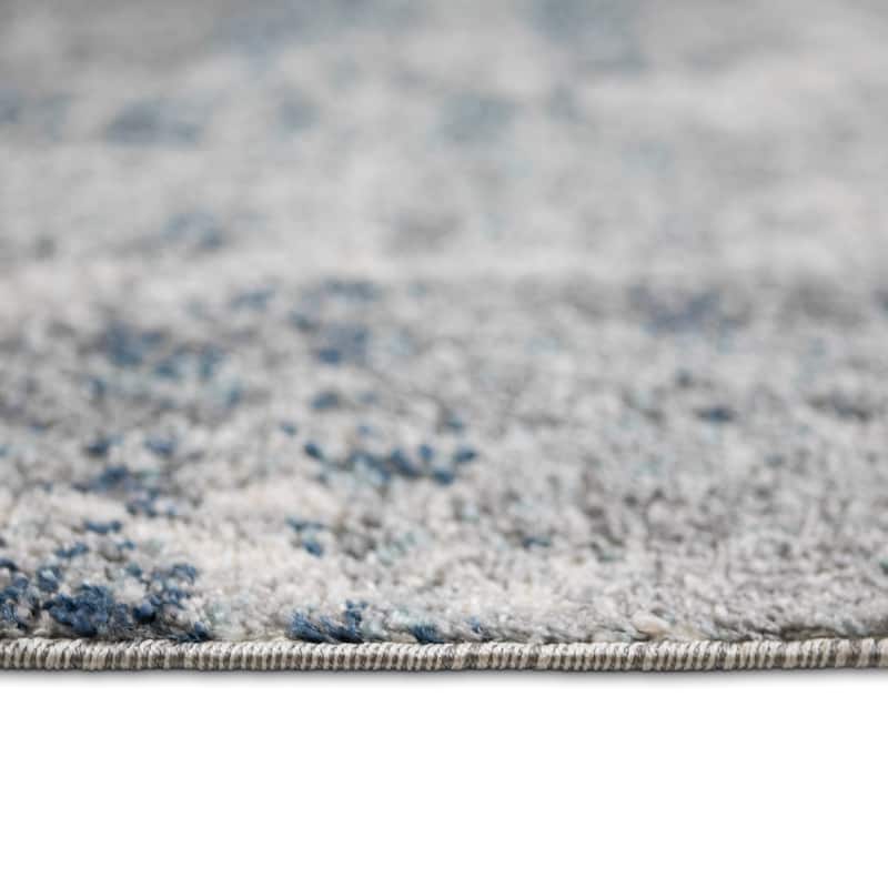 Yamanu Acy Abstract Polyester Area Rug - 2'6" x 8' - Light Blue