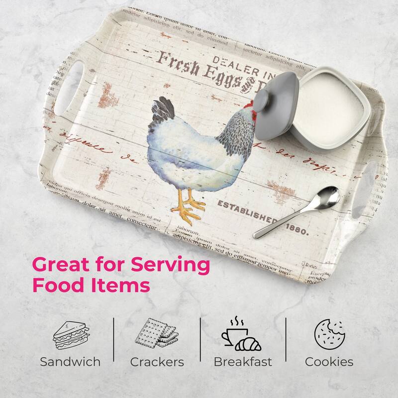 Pimpernel On The Farm Large Melamine Handled Tray - 17.75" x 13"