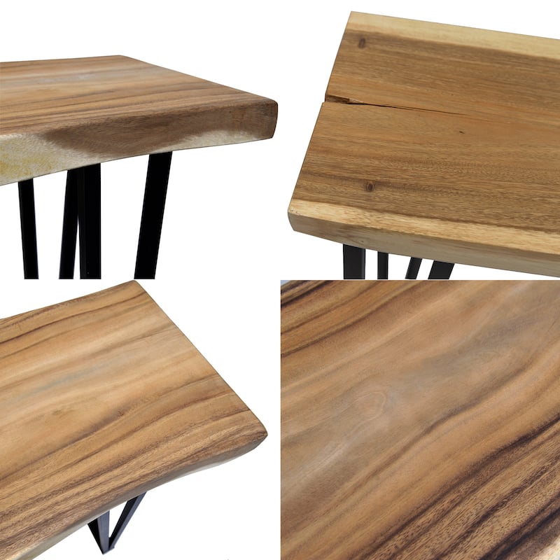 Greenage Suar Wood Console Table with Flat Iron Table Legs
