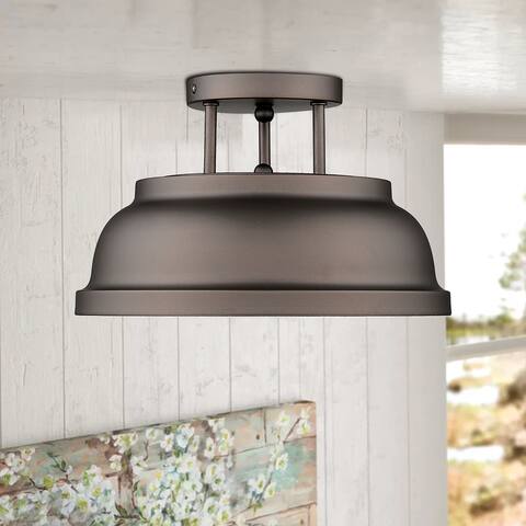 2-Light Metal Semi-Flush Mount Ceiling Light - N/A