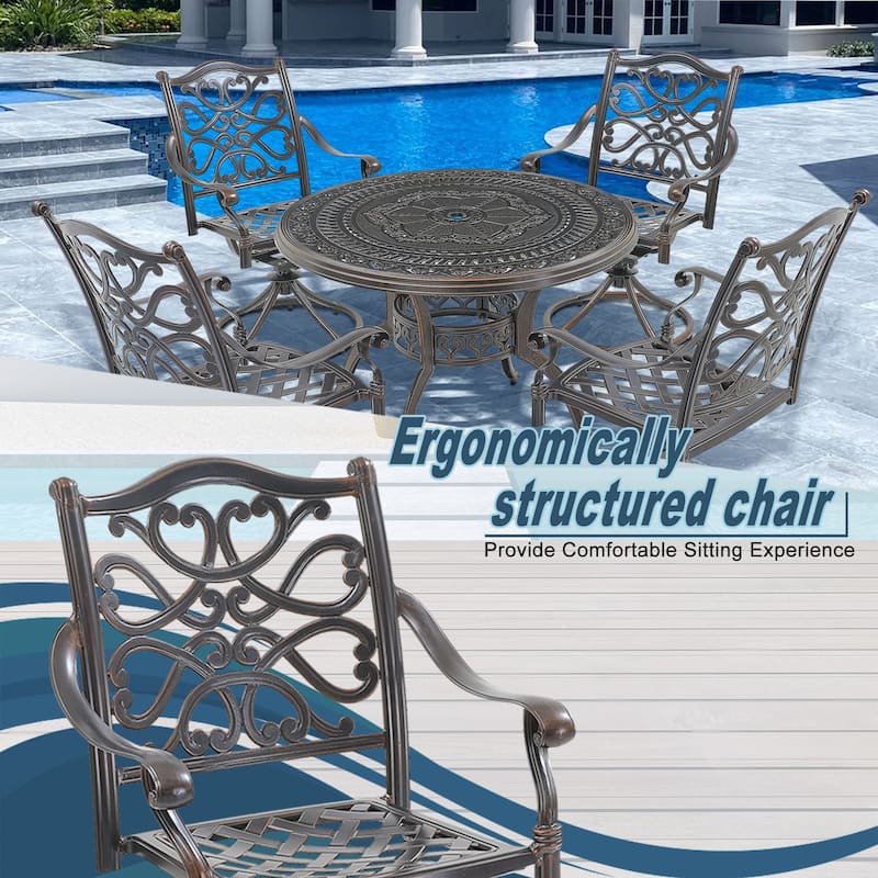 Clihome Patio Aluminum Garden Dinning Swivel Chair (Set of 2)