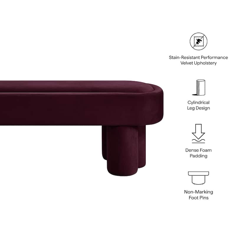 Mossi Oval Performance Velvet Accent Bench