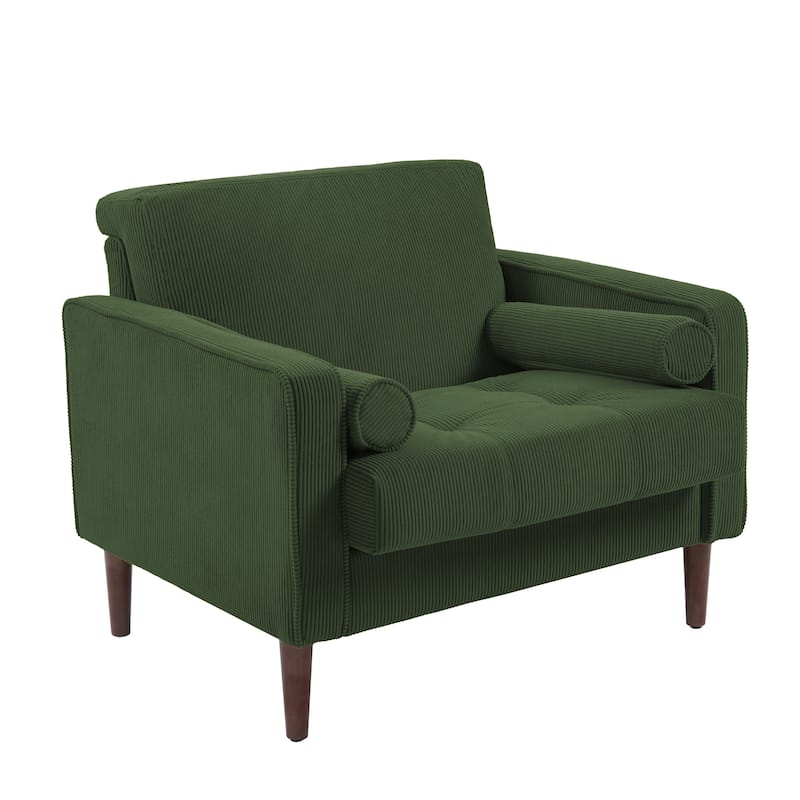 Evalina 34" W Modern Upholstered Corduroy Square Tufted Club Chair