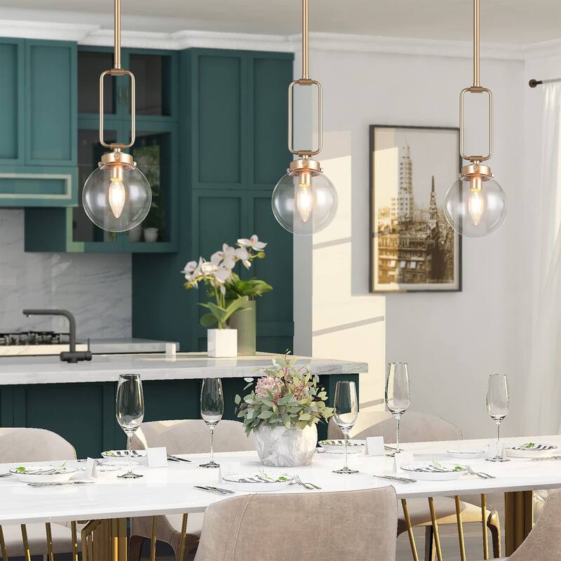 Rella Modern Contemporary Mini Kitchen Island Pendant Light with Globe Glass - Satin Bronze - D5" x H12.5"