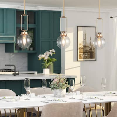 Rella Modern Contemporary Mini Kitchen Island Pendant Light with Globe Glass - Satin Bronze - D5" x H12.5"