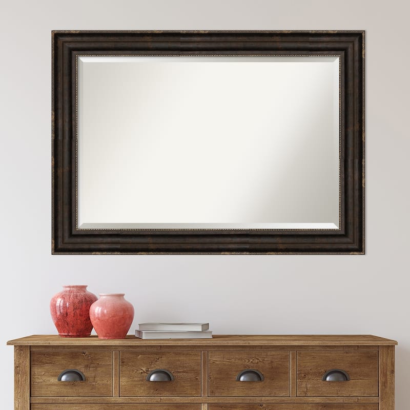 Beveled Bathroom Wall Mirror - Stately Bronze Frame - Stately Bronze