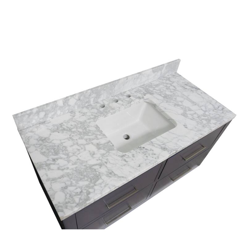 KitchenBathCollection Helsinki 48" Bathroom Vanity with Carrara Marble Top