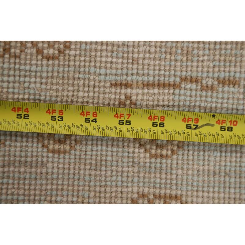 Hand Knotted Oriental 100% Wool Carpet Transitional Geometric Beige & Ivories Oushak Area Rug - 3' 11'' X 2' 11''