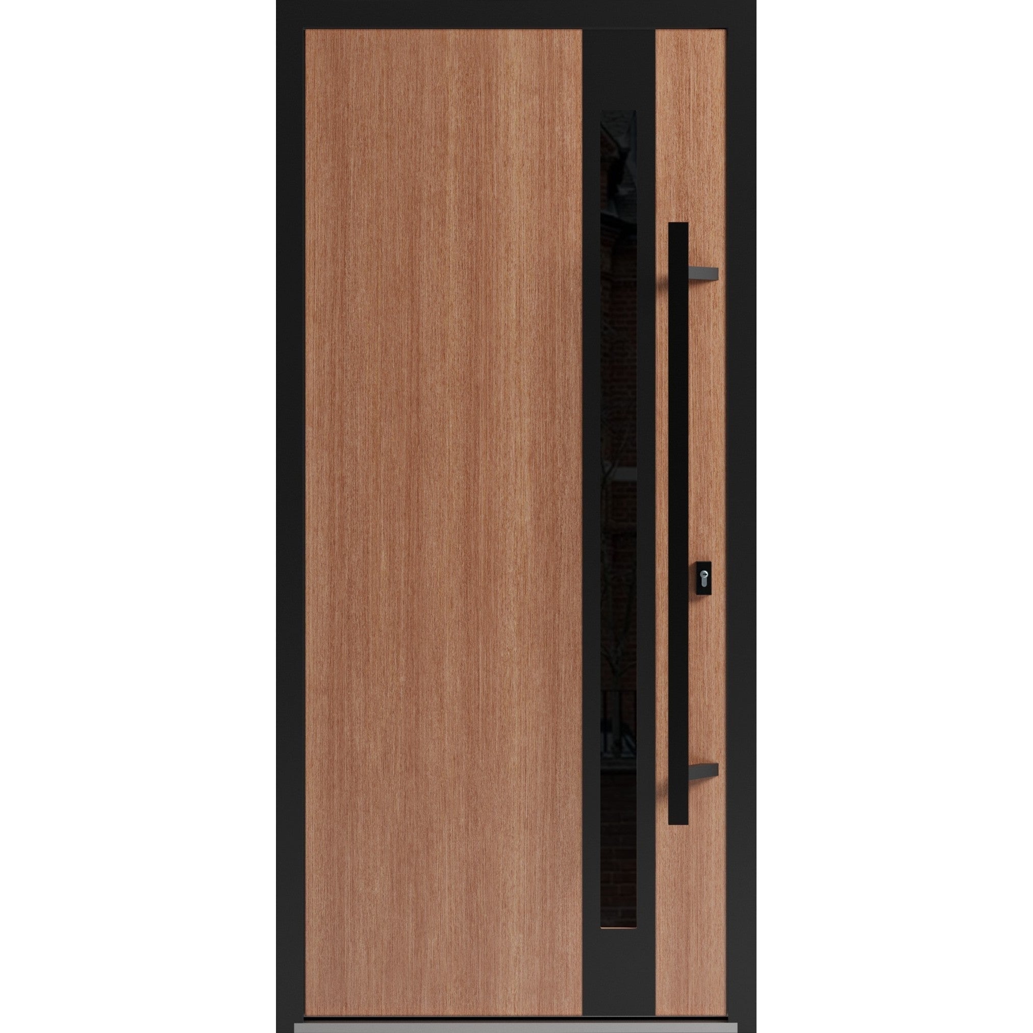 Exterior Prehung Steel Entry Door Ronex 1033 Teak Stainless Steel Inserts Metal Painted 36x80 Left Hand Inswing Bedroom Door