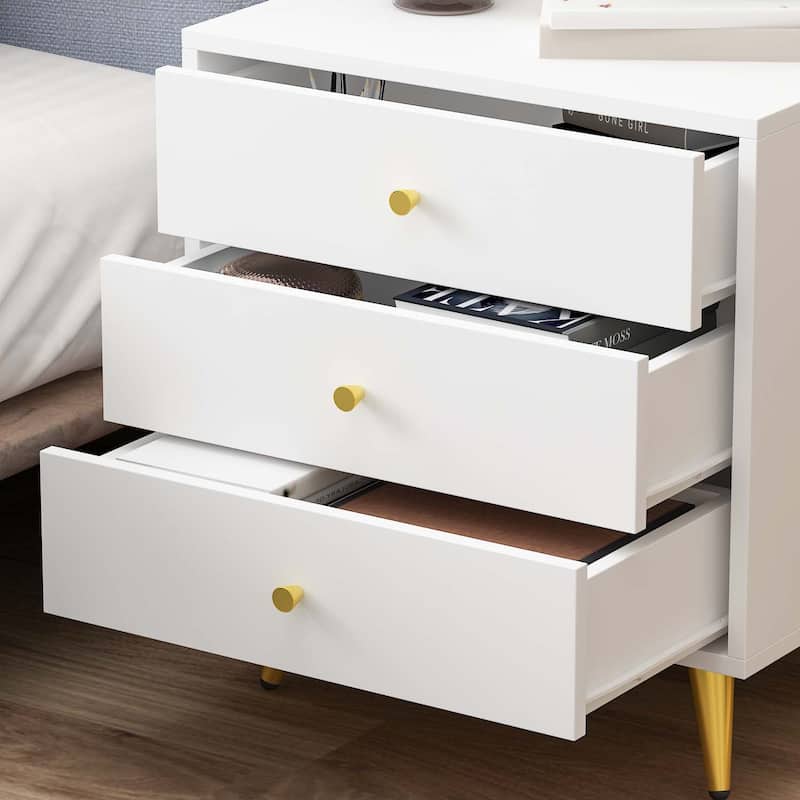 Modern 3-Drawer Nightstand Drawer Storage End Table Side Table