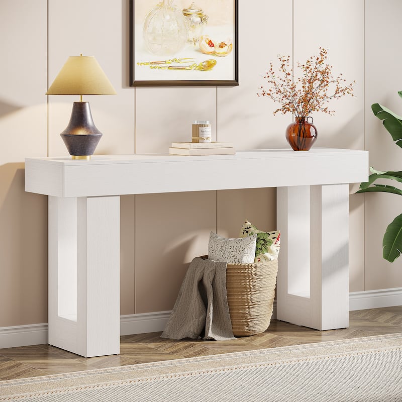Farmhouse Console Table, 63-Inch Long Narrow Sofa Table Behind The Couch