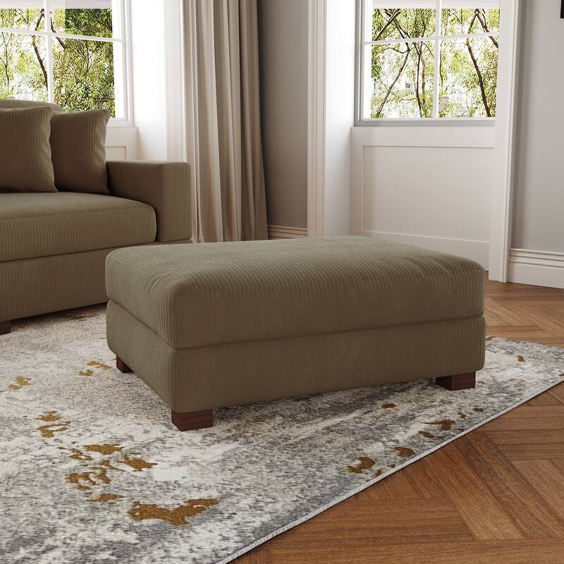 Modern Rectangle Oversized Stripe Corduroy Ottoman