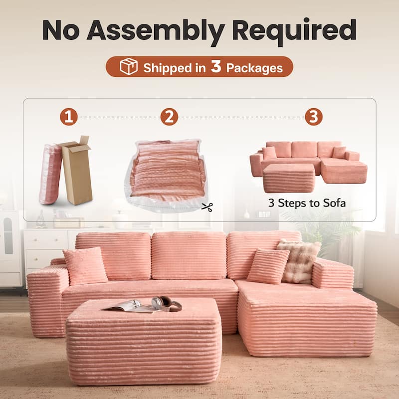 ​​OVIOS Lazy Chaise Lounge Sofa with Ottoman​