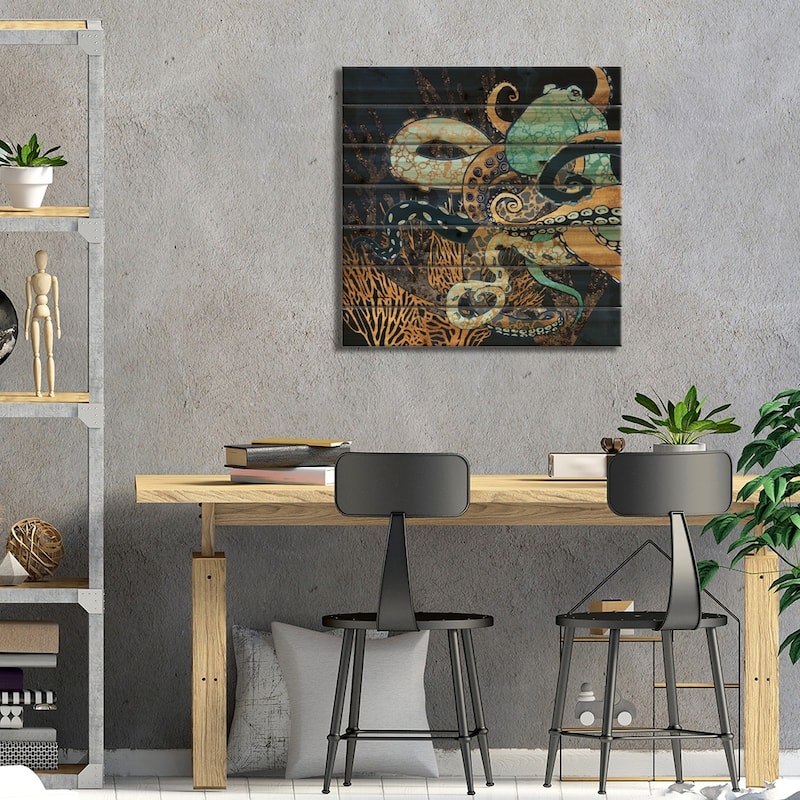 Metallic Octopus II Print On Wood by SpaceFrog Designs - Multi-Color
