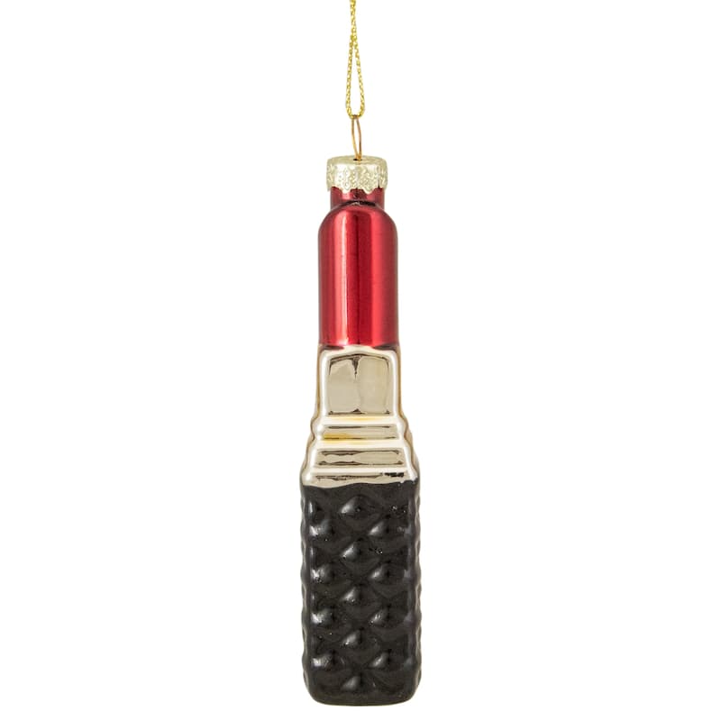 4.75" Red Lipstick Glass Christmas Ornament