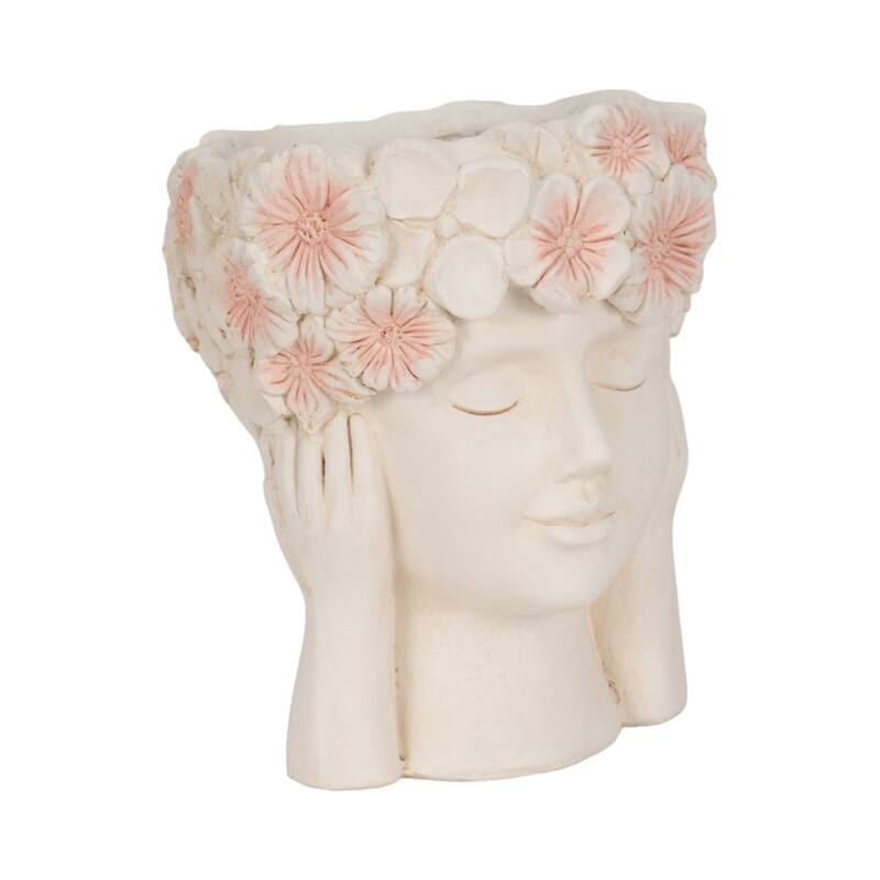 Unique Bust Style Resin Planter or Flower Pot with Crown Detail