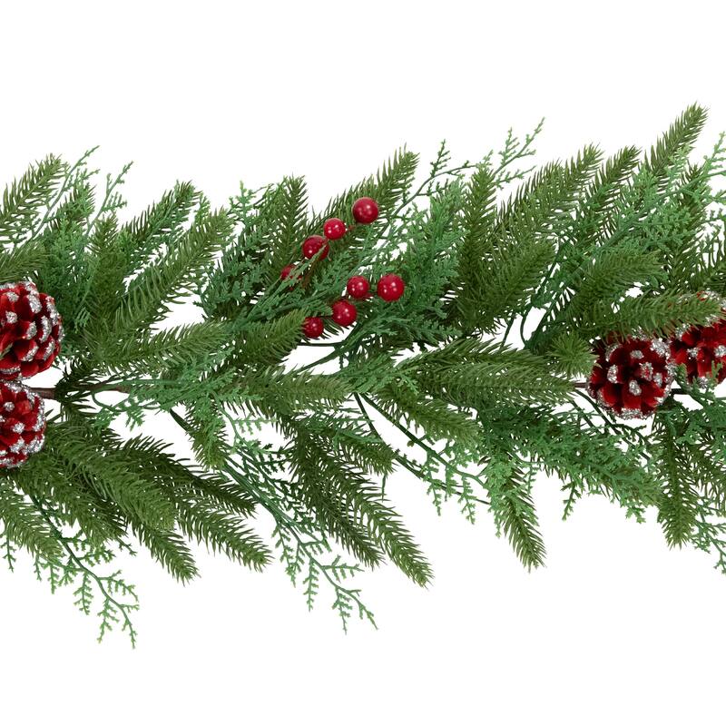 Real Touch™️ Wind River Fir with Glittered Pinecones Artificial Christmas Garland - 7' x 12" - Unlit