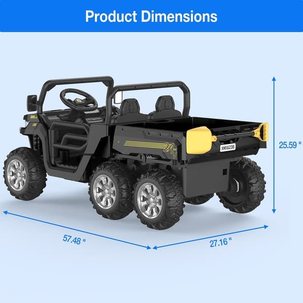 dimension image slide 3 of 4, 24V 2 Seater Ride On Dump Truck with Remote Control