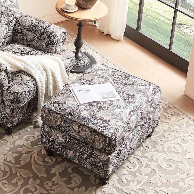 Morden Fort Classical Paisley Print Cocktail Rectangular Ottoman - Medium