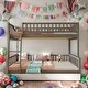 preview thumbnail 2 of 18, Elegant Full XL over Queen Bunk Bed with Ladder and Guardrails, Gray