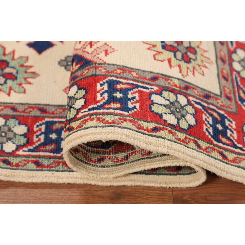 Kazak Foyer Rug Hand-Knotted Traditional Wool Carpet - 2'11" x 4'0"