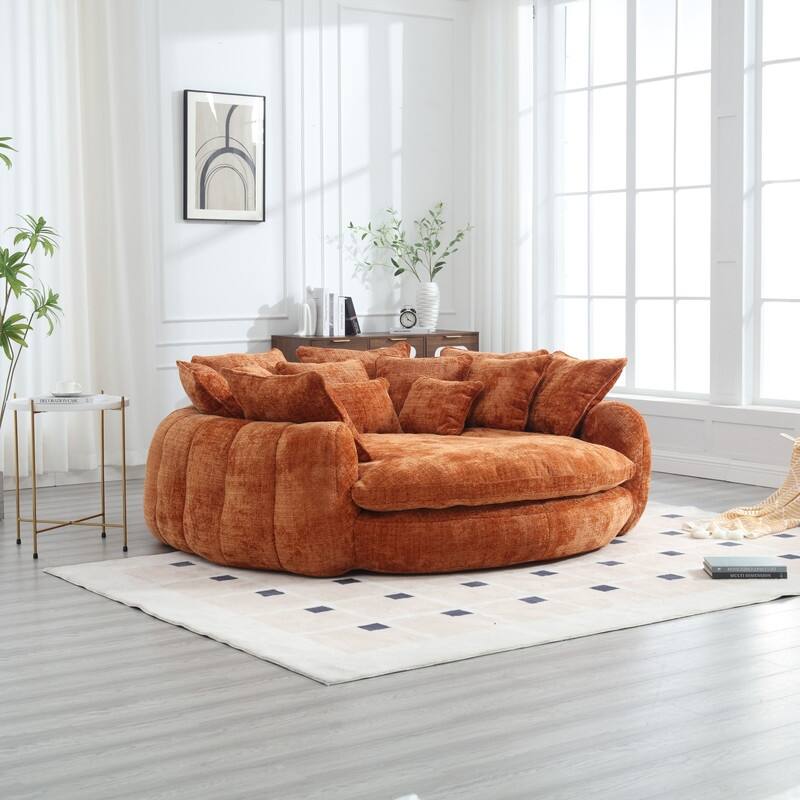 81.10" Double Bread Extra Large Round Sofa Bed with Armrests and Large Cushions