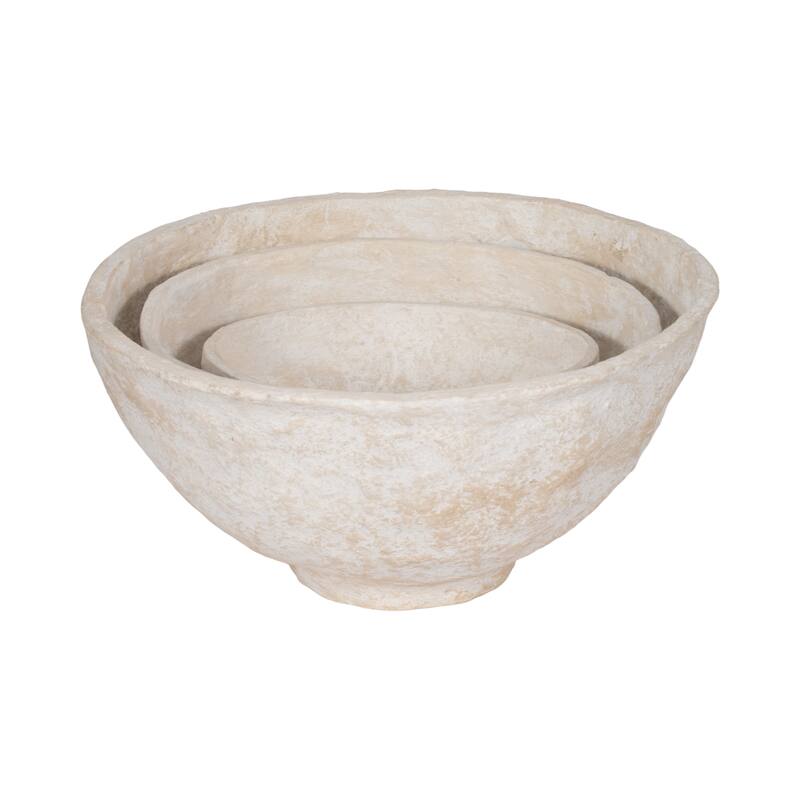 Pottery Paper Mache Bowls Handcrafted Unique Texture (Set of 3)