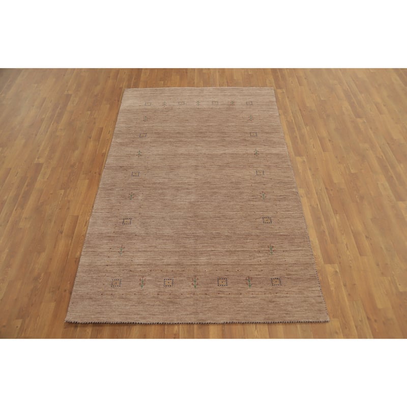 Tribal Gabbeh Oriental Area Rug , Handmade Brown Wool Carpet - 7' 10'' X 5' 0''