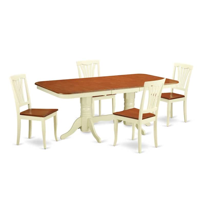 Dining Table Set - Extendable Kitchen Table with Faux Leather Chairs - 9 Piece Set