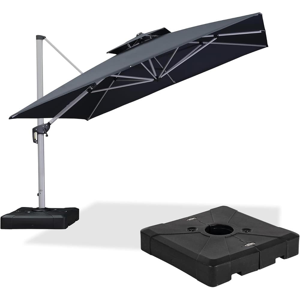 PURPLE LEAF 11ft Square Patio Cantilever Umbrella with Base Included