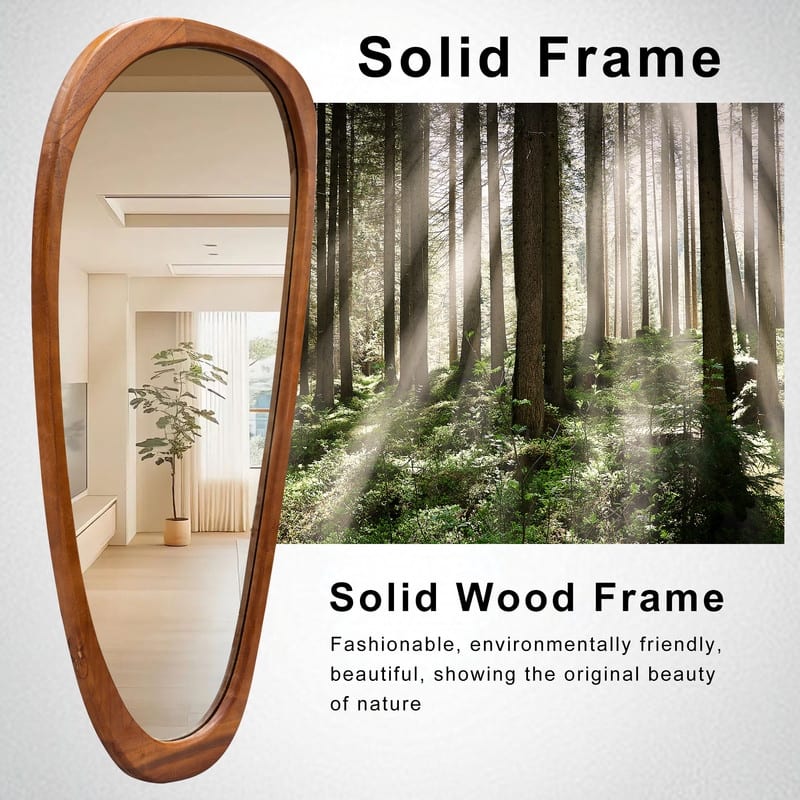 Irregular Mirror Asymmetrical Wood Wall Mirror
