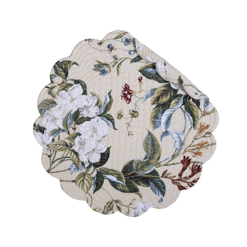 Garden Images Reversible Machine Washable Round Quilt Placemats Set of 6
