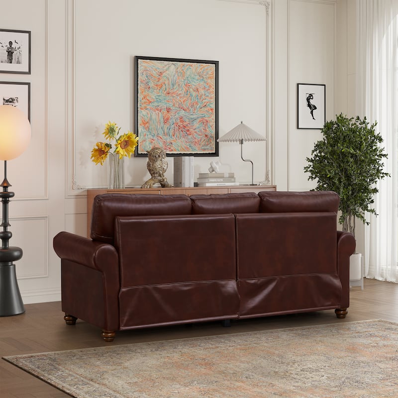 Roomfitters 81" Modern 3-Seater Sofa with Nailhead Trim, Comfortable Upholstered Triple Couch with Rolled Arms