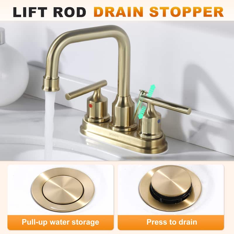 WOWOW 4 in. Centerset Double Handle Bathroom Faucet