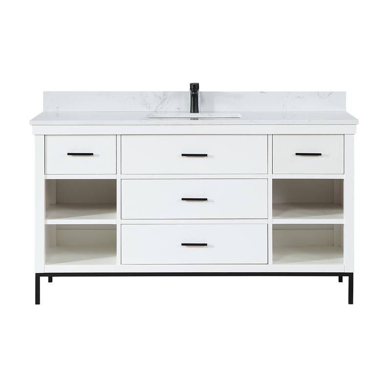 Altair Kesia Bathroom Vanity with White Composite Stone Top without Mirror