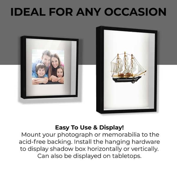 25x25 Shadow Box Frame Grey | 0.875 inches Deep Real Wood Contemporary - Bed Bath & Beyond