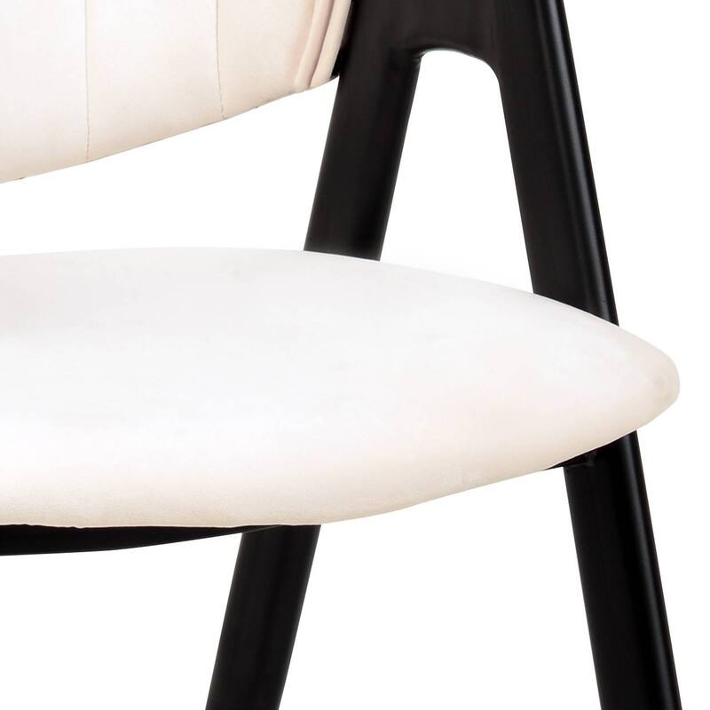 LeisureMod Mid-Century Modern Upholstered Dining Chair in Polyester with Curved Back and Iron Base for Home & Kitchen