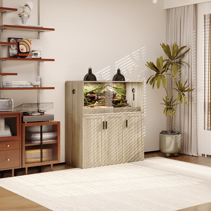 Reptile Cabinet Reptile Enclosure Cabinet with Tempered Glass Sliding Doors