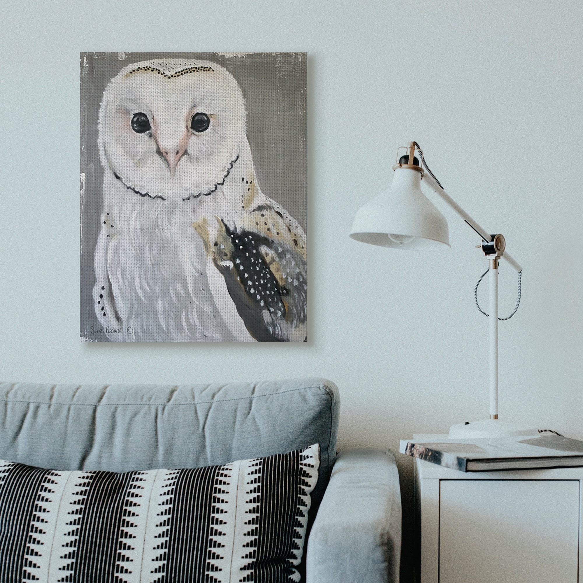 Shop Stupell Industries Owl Portrait White Grey Animal Painting