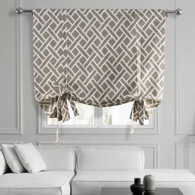 Exclusive Fabrics Martinique Printed Cotton Room Darkening Tie-Up Window Shades - 46 X 63